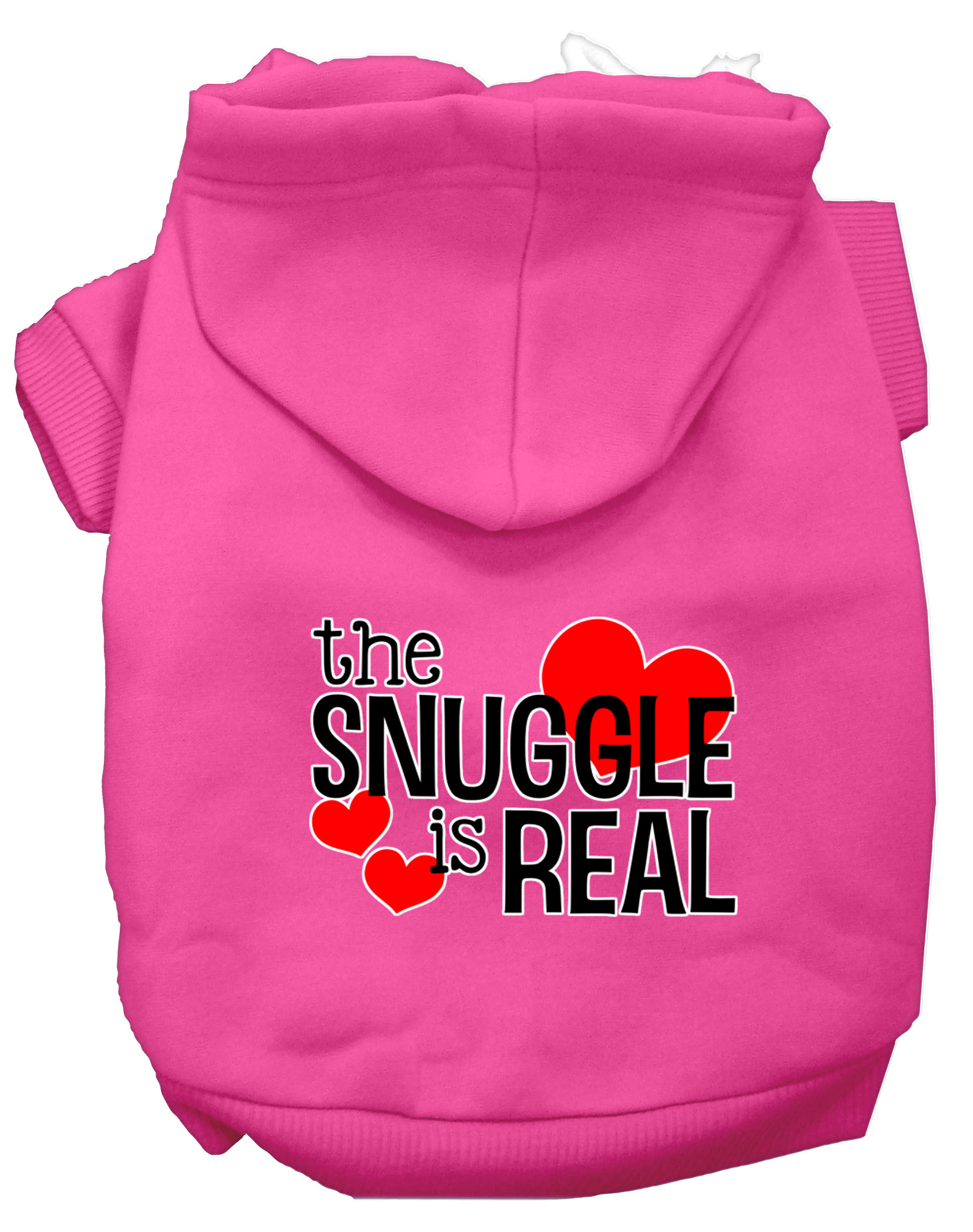 The Snuggle is Real Screen Print Dog Hoodie Bright Pink XS